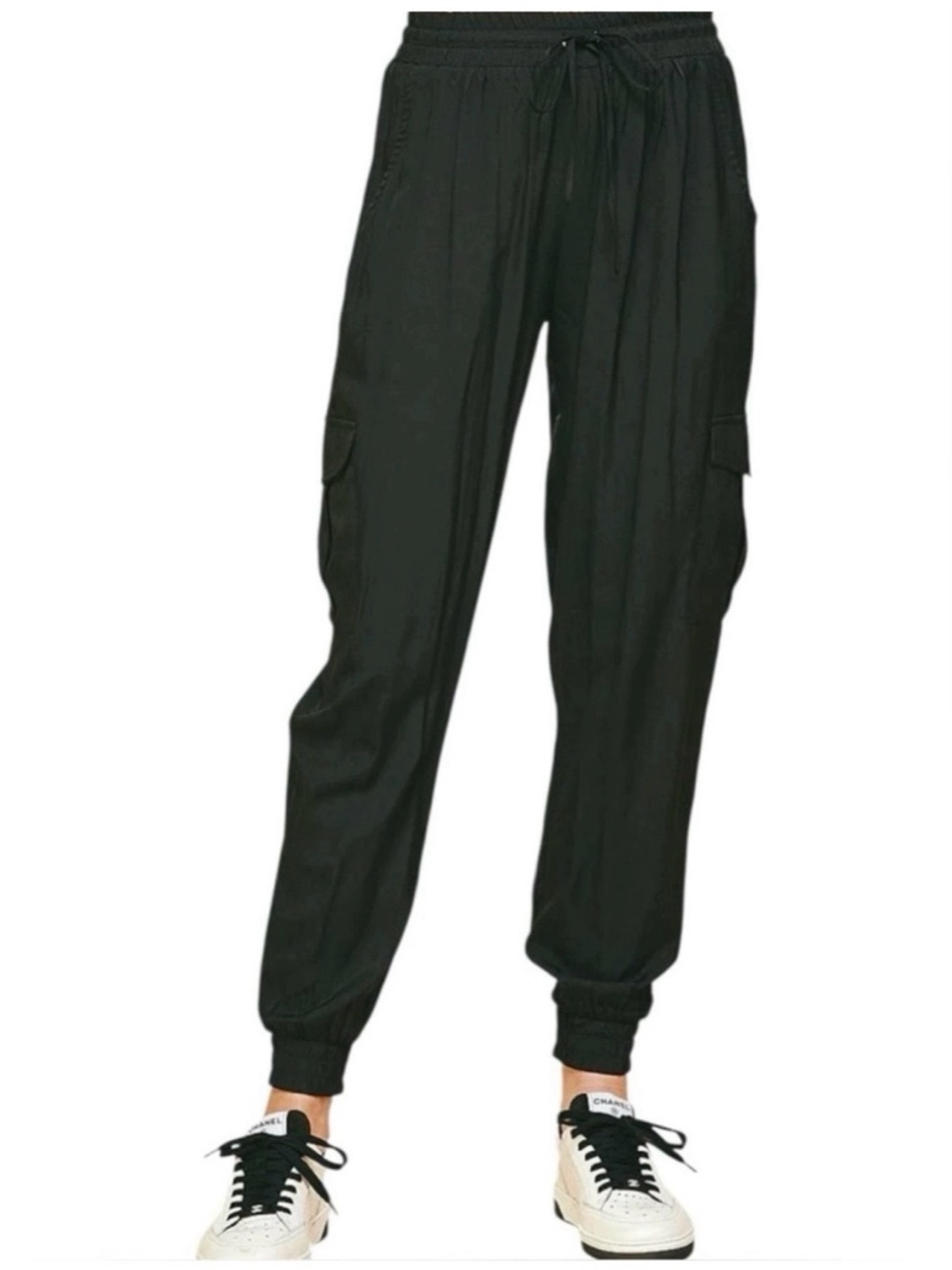 Like new PINCH kobe cargo joggers in subtly iridescent black